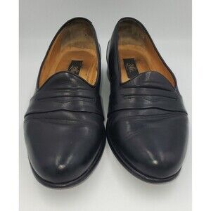 ZELLI Savannah‎ Black Leather Penny Loafer 8 1/2 M Hand Crafted In Italy